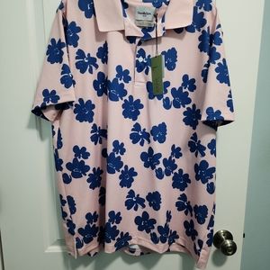 NWT Goodfellow men's pink polo shirt with blue flowers